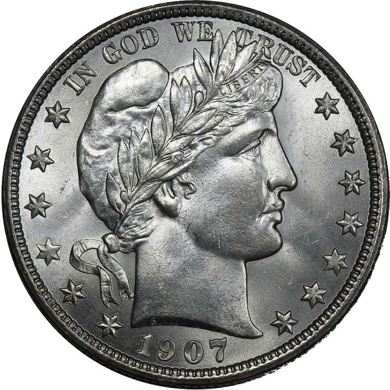 Barber Half Dollar obverse and reverse